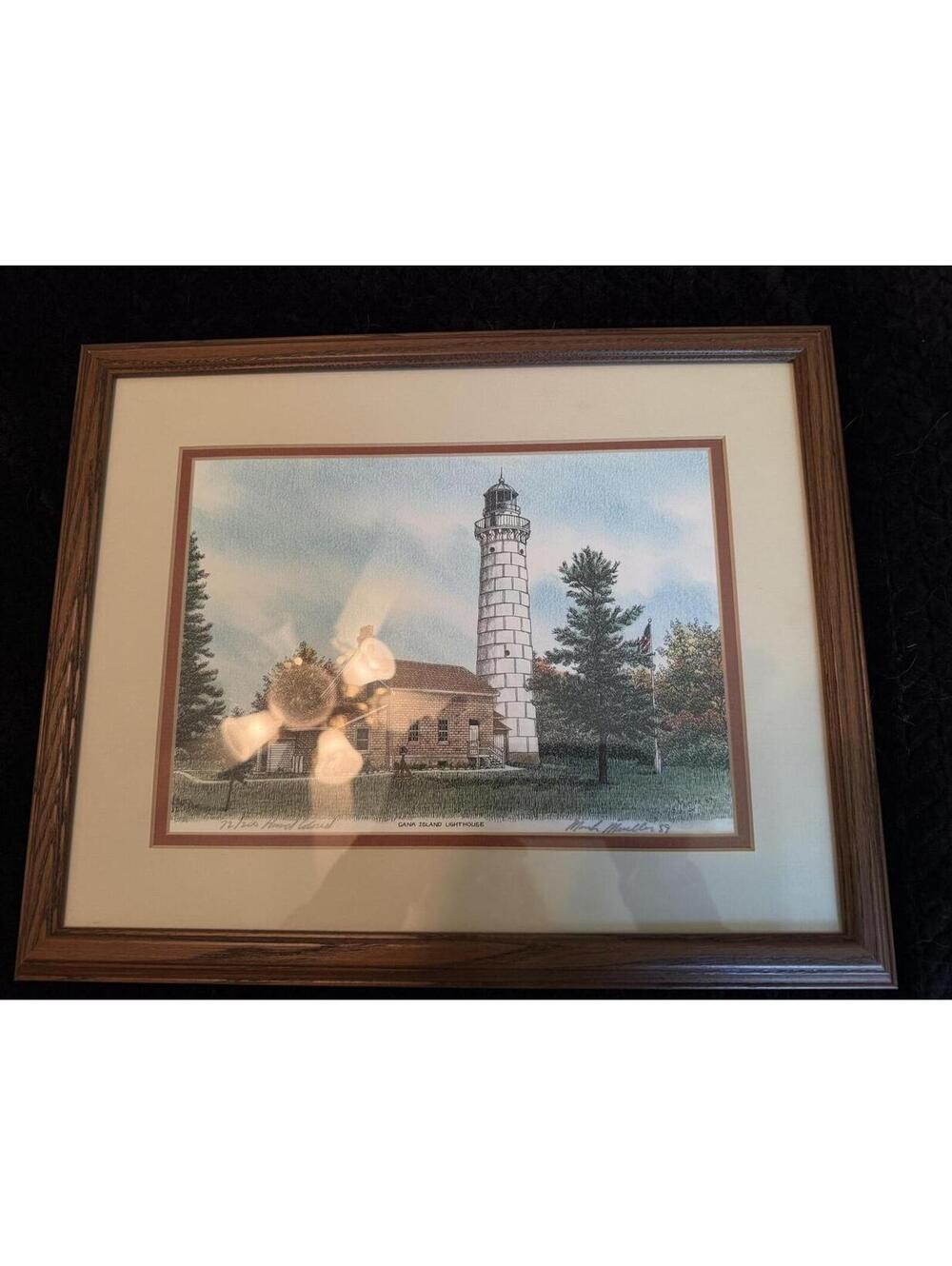 Mark Mueller Cana Island Lighthouse Signed & Numbered Lithograph Framed